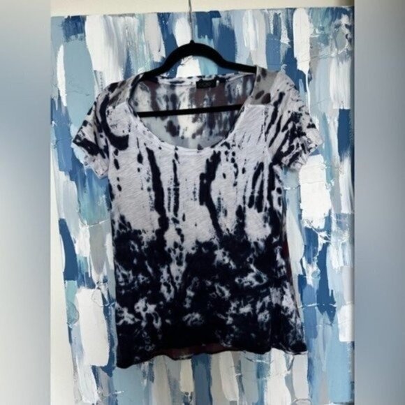 Ogle Navy and White Tie Dye Shirt - T Shirts for Women - Short Sleeve Shirts - Picture 1 of 4
